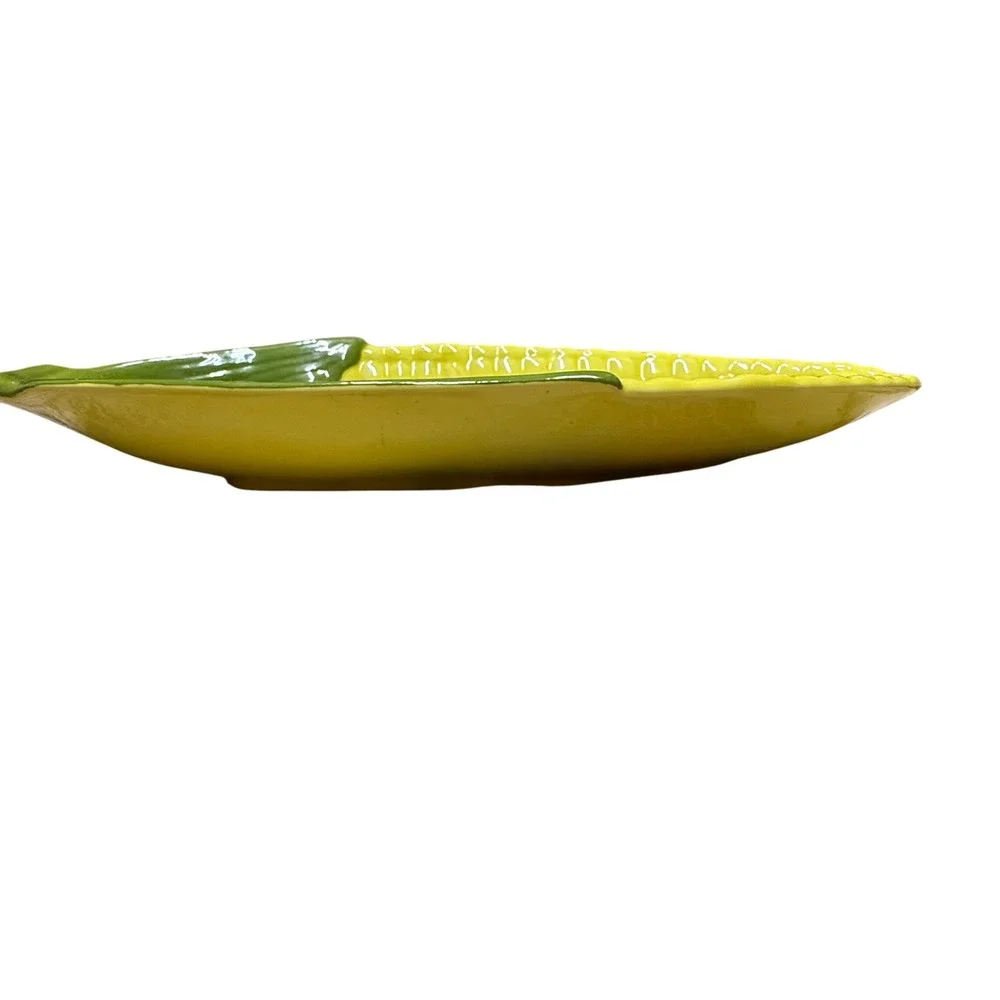 Fulmer's 1970's Corn on the‎ Cob Serving Dish Platter Yellow Green Vintage